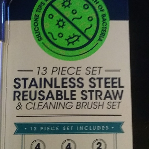 13 Piece Stainless Steel Reusable Straws by Manna - Picture 5 of 9